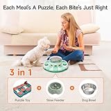 Potaroma Dog Puzzle Toy 2 Levels, Slow Feeder, Pup Food Treat Feeding Dispenser for IQ Training and Entertainment for All Breeds (Green White)