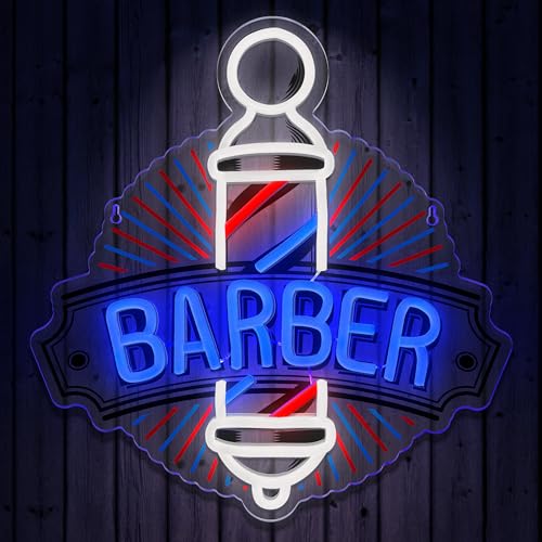Barber Neon Sign for Barber Shops Hair Salon Decor Barber Shop LED Signs Neon Lights Business Logo Light up USB Powered Business Logo Wall Art Signs for Hair Beauty Salon Store Man Cave Pub Gift