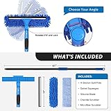 VITEVER Professional 69'' Window Squeegee Cleaner Tool with Extension Pole, 2-in-1 Squeegee for Window Cleaning Kit with Scrubber and Rotating Head, 1 Blade 2 Scrubber