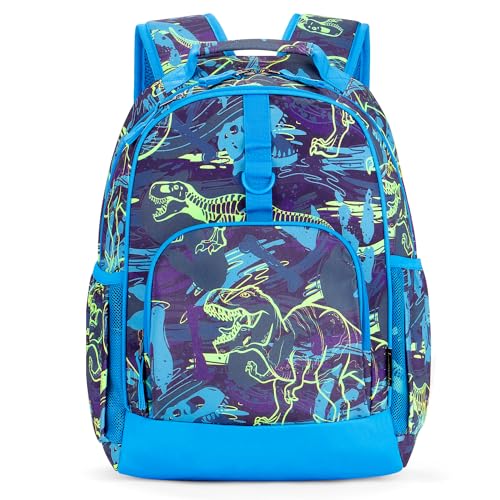 Choco Mocha Dinosaur Backpack for Boys Preschool Backpack for Boys Pre Kindergarten Backpack for Kids 15 inch Backpack for Boy Pre K Daycare Bookbag 3-4 3-5 4-6 with Chest Strap Blue