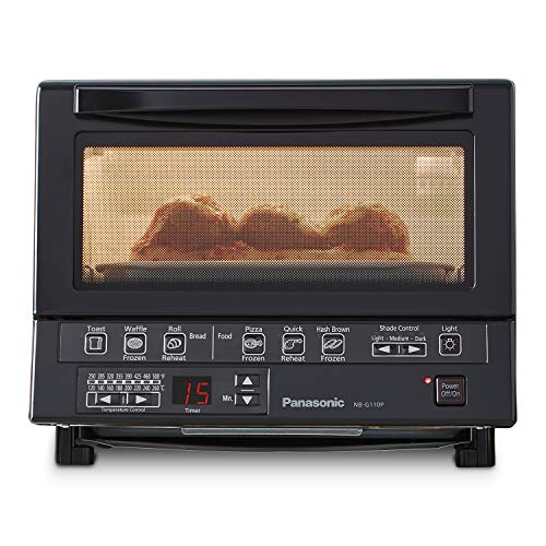 Panasonic NB-G110P-K Toaster Oven FlashXpress with Double Infrared Heating and Removable 9-Inch Inner Baking Tray, 1300W, 4-Slice, Black