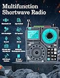 Jazmm Portable Shortwave Radio with 5W Bass Sound, AIR/AM/FM/VHF/SW/WB Worldband Radio with Bluetooth and APP Control, 2000mAh Rechargeable Radio with 9.85 Ft Wire Antenna,Flashlight,Recording