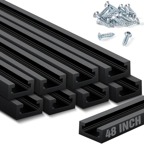 Zonon 8 Pack 48 Inch C Channel T Track for Woodworking with Screws Aluminum Double Cut Profile Universal with Predrilled Mounting Holes Woodworking Tools for Drill Press Table, Router Table