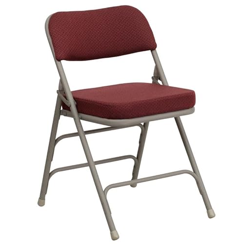 Hercules Series Premium Curved Triple Braced & Double Hinged Burgundy Fabric Metal Folding Chair