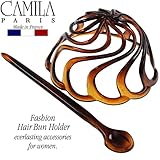 Camila Paris CP16 French Hair Bun Clip Maker Cover Cap Holder, Tortoise Shell, Round Dome Bun Hair Clip for Women Hair Updo, Styling Hair Bun Accessories for Women, No Slip and Durable, Made in France