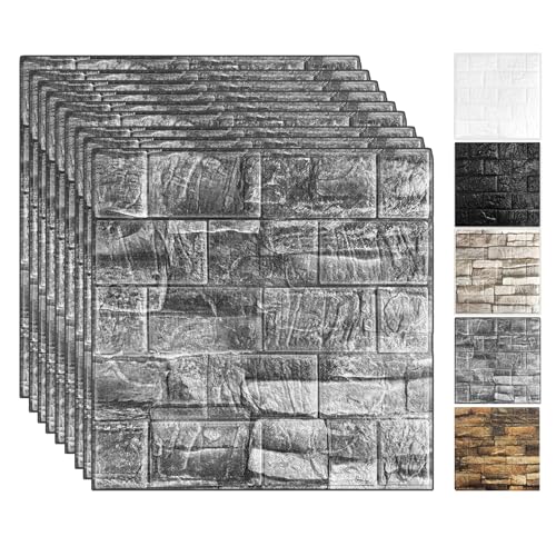 33 Pcs 3D Wall Panels Peel and Stick, 7mm Thickened 3D Wall Panel Foam Brick 11.8 * 11.8 in Imitation Brick Wallpaper Stone Wall Panel Foam Brick Self-Adhesive Wallpaper