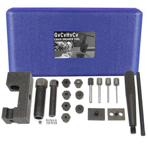 Motorcycle Chain Breaker Rivet Tool, 19pc Chain Brake Tool Set, Chain Link Cutter Removal Tool For Motorcycle Bike Atv Cam & 25 To 930 Chains
