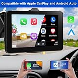 7" HD Wireless Apple CarPlay Android Auto Automatic Touch Screen Bluetooth Adapter Portable GPS Navigation Multimedia Player,Car Stereo with Mirror Link,USB/AUX,Siri,Hand-Free Call,AirPlay,FM