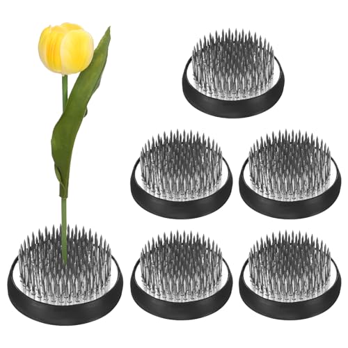 M METERXITY 6-Pack Flower Frog 1.97" Round Steel Flower Pins Flower Holder Arranger W Rubber Base Floral Frog for Arrangements Vase/Plant Decoration/Home Decor [1.1cm Pins]