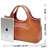 Iswee Genuine Leather Purses for Women Medium Size Satchel Handbags Crossbody Bag Shoulder Tote Bags Hobo Purses Trendy Ladies Hand Bag (Sorrel)