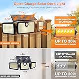 Solar Lights Outdoor, Quick Charge Solar Motion Deck Lights Outdoor for Deck with 232LEDs High Brightness, Larger Built-in Tempered Glass Solar Panel, Sensitive PIR Motion Inductor (Remote,2 Pack)