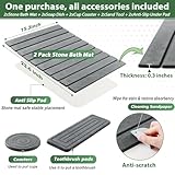 2 Pack Stone Bath Mat, 23 X 15 Inch Foldable Stone Drying Mat for Kitchen Counter, Stone Bathmat Quick Dry, Non-Slip Diatomite Stone Bath Mat, Self Drying Bath Mat with 2 Water Absorbing Stone Tray