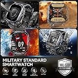 Military Smart Watch for Men 3ATM Waterproof with Call/LED Flashlight 2.02" HD Big Screen Rugged Tactical Smartwatch with Compass Fitness Tracker with HR/SPO2/Blood Pressure Monitor for iPhone Android