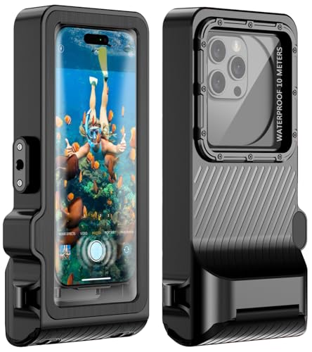 Waterproof Phone Case for Snorkeling - Underwater Touchscreen Housing, Universal Underwater Photo&Video Diving Case for iPhone 16/15/14 Pro Max Samsung Galaxy S25/S24 Ultra Up to 6.9'' Black