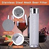 Beer Brewing Dry Hopper Filter Akamino 300 Micron Mesh Stainless Steel Hop Filter Strainer with Nylon Bristles for Home Beer Brewing Home Coffee