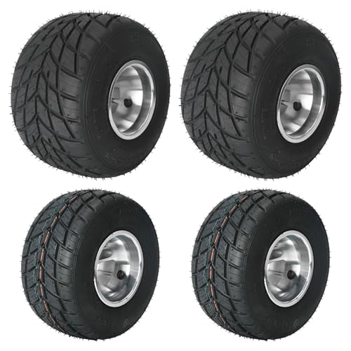 ICONSPORTSS 4 Pack Go Kart Tires and Rims 10x4.5-5 and 11x7.10-5 Rain Tire 3 Stud Go Kart Front Rear Wheels for Racing Go Kart Go Cart Drift Trike ATV Golf Cart