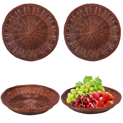 Kukmakri 10 Inch Premium Hand Weave Bamboo Paper Plate Holder - Set of 4, Fit for Picnic, Wall Decorate and Rustic Party Decorate