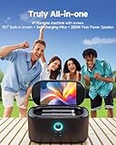 Ikarao Smart Karaoke Machine, Built-in 10.1" Screen Lyrics Display for Adults Kids, 2 Auto Charging Wireless Microphones, Portable Bluetooth Speaker PA System with WiFi, HDMI for Home TV Outdoor Party