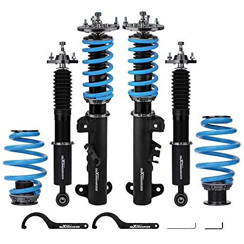 maXpeedingrods Coilover Struts for BMW 3 E36 1990-1999, 24 Levels Rebound Damping Adjustable Coilovers Suspension Kit, Height Adjuatble Shock Absorber Struts, T6 Upgraded Lowering Kit, Blue