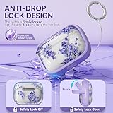 Inesore for Airpods Pro 2nd Generation Case Cover with Lock, Flowers Cute AirPod Pro 2 Case for Girls Women with Keychain for AirPods Pro Case (2023 USB-C /2022 Lightning / 2019) -Purple