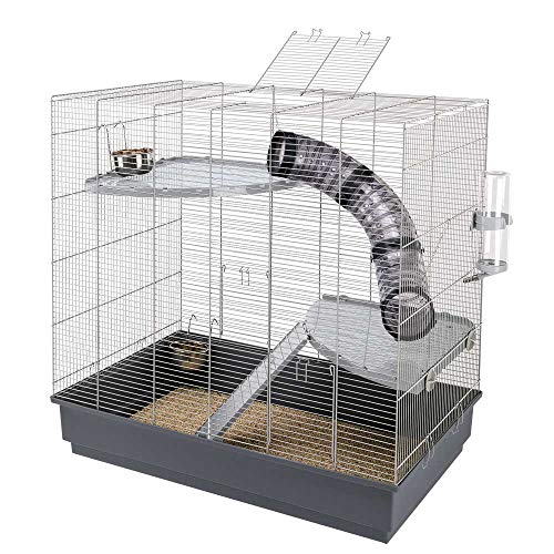 Ferplast Jenny Large Rat and Ferret Cage - Multi-Level Habitat with Tunnel System & Ladder - Includes Accessories - Easy Maintenance & Clean, 80x50xh79.5 cm
