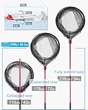 Facikono Large Fishing Net Rubber Fishing Net Large Heavy Duty Extra Large Landing Net for Saltwater Aluminum Fishing Net Telescoping Handle with 6pcs Soft Jig Swimbait, Extends to 72-94in