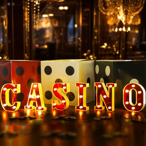 Aurelema Casino Light up Letters Sign Party Decorations Battery Powered Marquee Lighted Sign LED Alphabet Letter Lights for Night Party Tabletop Decor Supplies