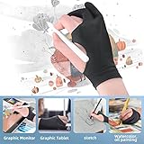 Artist Drawing Glove 3-Layer Palm Rejection [2 Pack Black] Right Left Hand Digital Art Graphic Tablet iPad Gloves Two Finger Smooth Elasticity Breathable for Stylus Pen Pencil Sketching Painting