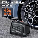 Carmot Tire Inflator Portable Air Compressor for Car, 180 PSI 3X Faster Cordless Car Tire Air Pump w/Auto Shut-Off, 25000mAh All-in-One 12V DC Electric Tire Pump with Accurate LCD Display LED Light