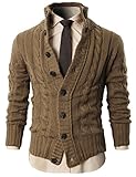 H2H Mens HIGH Neck Twisted Knit Cardigan Sweater with Button Details Beige US M/Asia L (KMOCAL020)