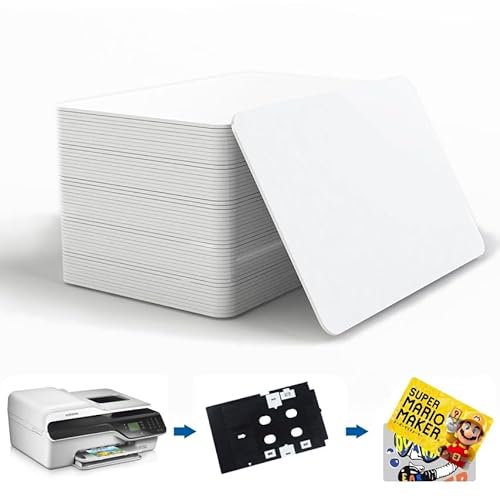 Timeskey NFC 100 PCS Inkjet PVC NFC Cards with NFC Chip NTAG215 Printable, Compatible with Epson and Canon Inkjet Printers, CR80 Blank Card, Double Sided Printing, Compatible with Amiibo and TagMo