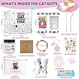 SIXVALA Cat Lover Gifts for Women, Best Cat Mom Gift Box With 20 Oz Tumbler, Makeup Bag, Scented Candle, Bracelets, Keychain, Cat Themed Gifts for Friend, Daughter, Mother, Sister, Wife