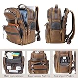 TIDING Men's Vintage Leather Backpack 15.6" Laptop Bag Large Capacity Business Travel Hiking Shoulder Daypacks