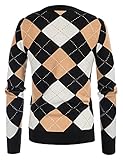 Women Color Block Short Cardigan 90s Vintage Knit Sweater Vee Neck Plaid Preppy Style Cardigan Knitwear(Plaid Camel White,L)