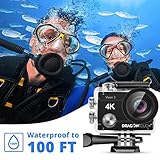 Dragon Touch 4K Action Camera 20MP Vision 3 Underwater Waterproof Camera 170° Wide Angle WiFi Sports Cam with Remote and Mounting Accessories Kit