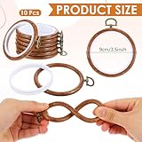 10 Pcs Round Embroidery Hoops Frame, Adjustable Circle Embroidery Hoop Ring, Circle Rubber Hoops Ring Display Ornament Imitated Wood Frame Kits for Craft Sewing DIY Hanging Gifts