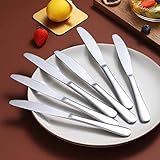 Berglander Dinner Knives Set Of 6, Stainless Steel Shiny Mirror Dinner Knife, Butter Knife Spreader Table Knives Sturdy And Dishwasher Safe