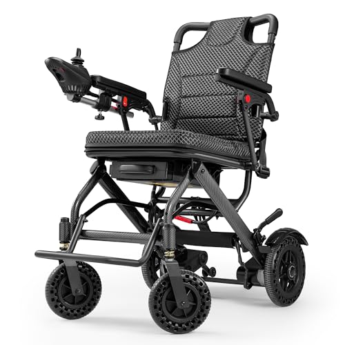 Lightweight Electric Wheelchair, Only 36lbs, Foldable Power Wheelchair for Adults,Dual Motors,Intelligent Folding,Motorized Mobility Scooters for Seniors,All Terrain,Travel Size