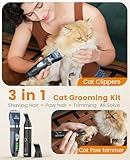 oneisall Cat Clippers and Paw Trimmer 3 in 1,Cat Grooming Kit,Cat Clippers for Matted Hair,Cordless Cat Shaver for Matted Long Hair,2 Speed Cat Hair Trimmer,Pet Clippers for Cats and Small Dogs