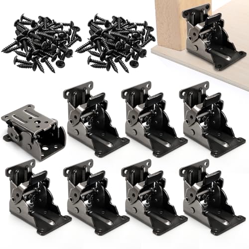 WUWEOT 8 Pack Table Leg Folding Brackets, Self-Locking Hinge Hardware with Screws, Extension Collapsible Shelf Bracket Support for Bed Leg, Wall Shelf, Saving Space