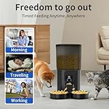 PAPIFEED 7L Automatic Cat Feeders for 2 Cats - 2.4G WiFi Timed Auto Feeder with APP Control for Remote Feeding, Cat Food Dispenser with Alexa, Detachable for Easy Clean, 1-10 Meals Per Day - Black