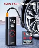 Tire Inflator Portable Air Compressor, Rechargeable Air Pump for Car Tires, 150PSI Portable Tire Inflator, Cordless Bike Pump with Pressure Gauge, LCD Dual Screen, for Motorcycles, Balls and More