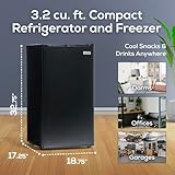 Igloo 3.2 Cu.Ft. Single Door Compact Refrigerator with Freezer - Slide Out Glass Shelf, Perfect for Homes, Offices, Dorms - Black