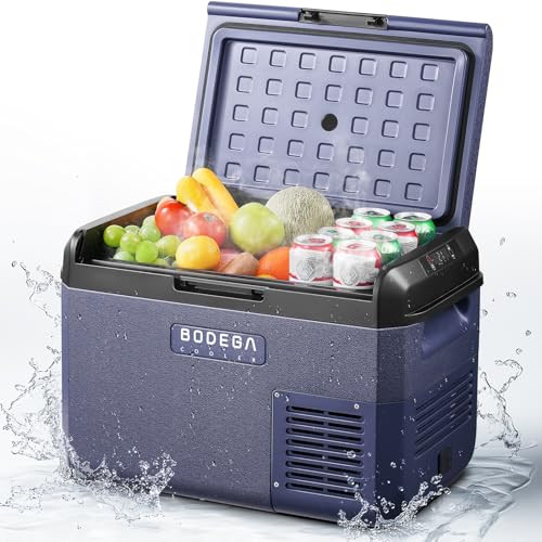 BODEGACOOLER 12 volt Car Refrigerator - Portable Freezer IPX4 Waterproof Car Fridge 26QT(25L) Electric Cooler Ultra-Quiet for Truck Van Camping Road Trips Travel 12/24V DC 110~240 Volt AC,-4℉~68℉