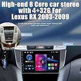 Car Stereo for Lexus RX300 RX330 RX350 RX400H 2003-2009 8 Core Android 12 with Wireless CarPlay Android Auto, 9 inch IPS Touchscreen 4+32G Car Radio with Backup Camera, AM/FM/RDS, AUX, DSP, SWC