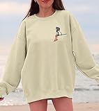 FLOYU Women SOS Album Sweatshirt Album Tracklist Tops R&B Hip Hop Long Sleeve Shirt Beige