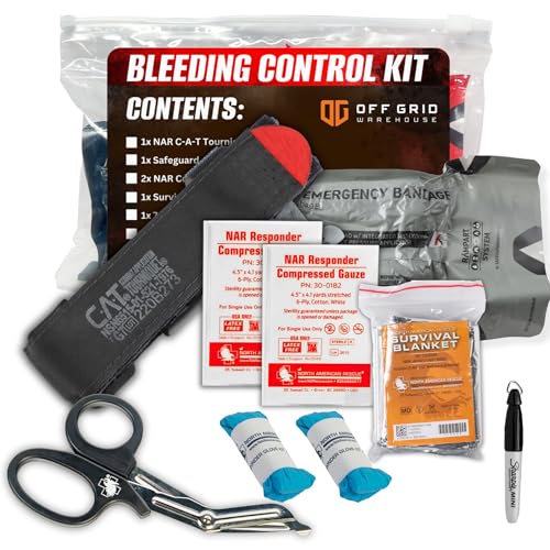 Bleeding Control Kit | C-A-T Tourniquet, PerSys Israeli Emergency Bandage, Compressed Gauze | First Aid Kit for Schools, Vehicles, Offices and Homes