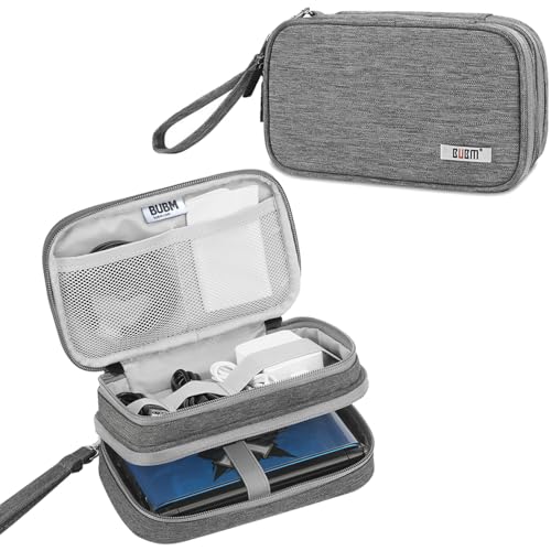 BUBM Double Compartment Storage Case Compatible with 3DS/3DS XL/New 2DS XL and Accessories, Protective Carrying Bag, Portable Travel Organizer Case,Gray