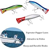 THKFISH Topwater Fishing Lures GT Popper Lures Saltwater Popper Lures Floating Fishing Lures Tuna Popper Lures with 3X Strong Hook Surf Fishing RedLaser 1pc