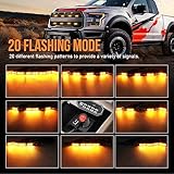 Led Grille Strobe Lights Amber Controller Panel, 20 Flashing Mode, Surface Mount 12-LED Upgraded Waterproof Mini Warning Grill Light Bar for Construction Tow Trucks Van Utility Vehicles, 8pcs Pack